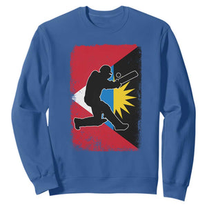 Antigua and Barbuda Cricket Sweatshirt Retro Vintage Sport Antiguan Flag West Indies Cricket Fan TS10 Royal Blue Print Your Wear