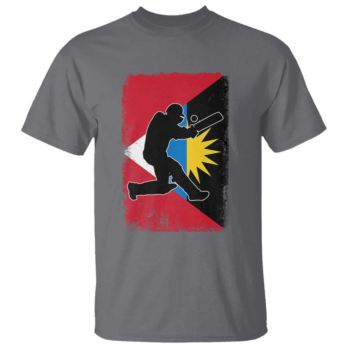 Antigua and Barbuda Cricket T Shirt Retro Vintage Sport Antiguan Flag West Indies Cricket Fan TS10 Charcoal Print Your Wear