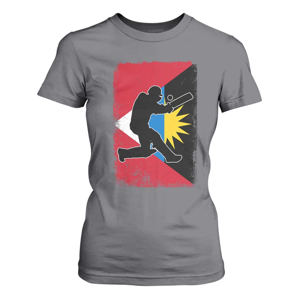 Antigua and Barbuda Cricket T Shirt For Women Retro Vintage Sport Antiguan Flag West Indies Cricket Fan TS10 Charcoal Print Your Wear