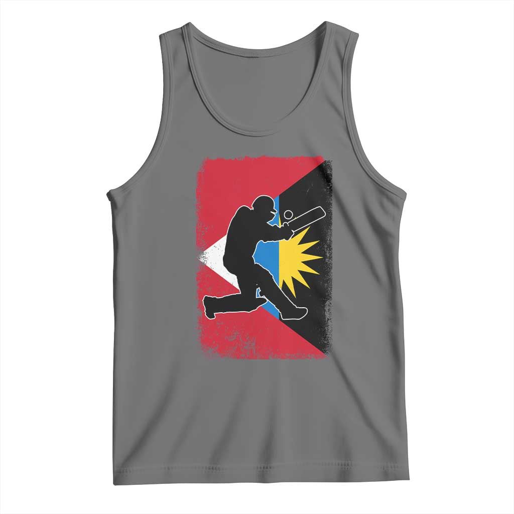 Antigua and Barbuda Cricket Tank Top Retro Vintage Sport Antiguan Flag West Indies Cricket Fan TS10 Black Heather Print Your Wear