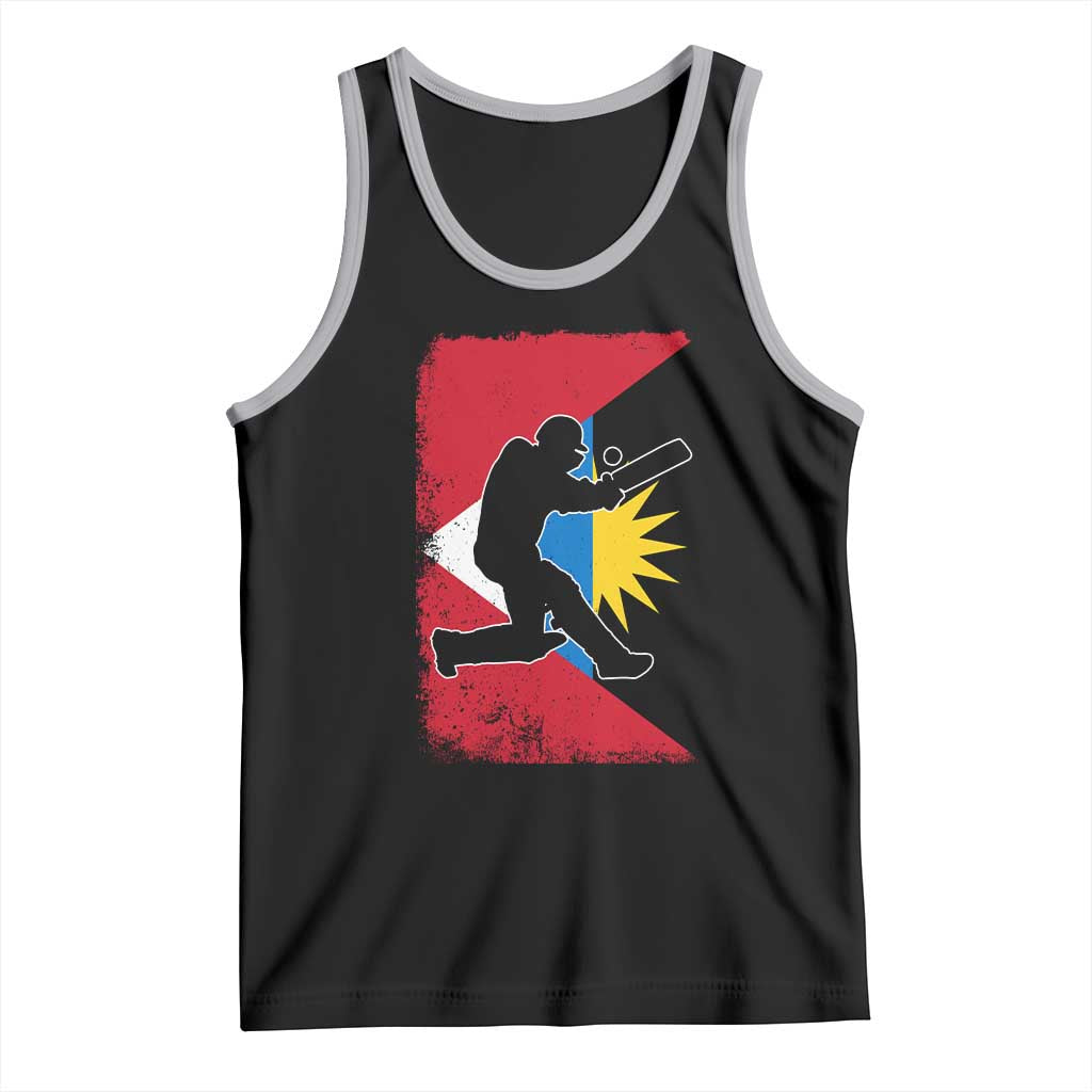 Antigua and Barbuda Cricket Tank Top Retro Vintage Sport Antiguan Flag West Indies Cricket Fan TS10 Black Athletic Heather Print Your Wear