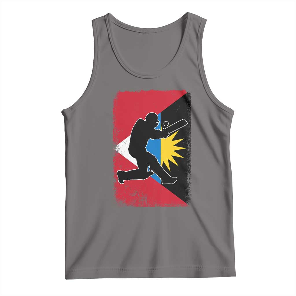 Antigua and Barbuda Cricket Tank Top Retro Vintage Sport Antiguan Flag West Indies Cricket Fan TS10 Deep Heather Print Your Wear