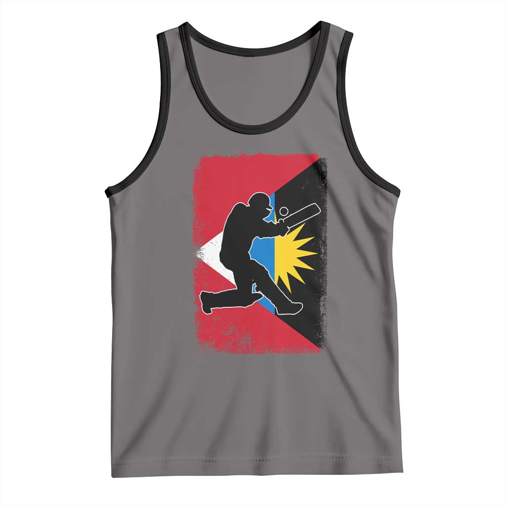 Antigua and Barbuda Cricket Tank Top Retro Vintage Sport Antiguan Flag West Indies Cricket Fan TS10 Deep Heather Black Print Your Wear