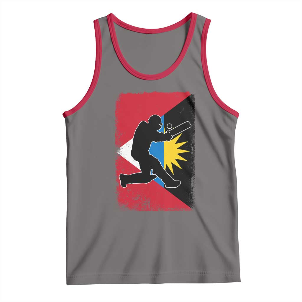 Antigua and Barbuda Cricket Tank Top Retro Vintage Sport Antiguan Flag West Indies Cricket Fan TS10 Deep Heather Red Print Your Wear