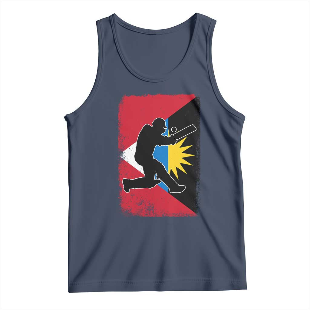 Antigua and Barbuda Cricket Tank Top Retro Vintage Sport Antiguan Flag West Indies Cricket Fan TS10 Navy Print Your Wear