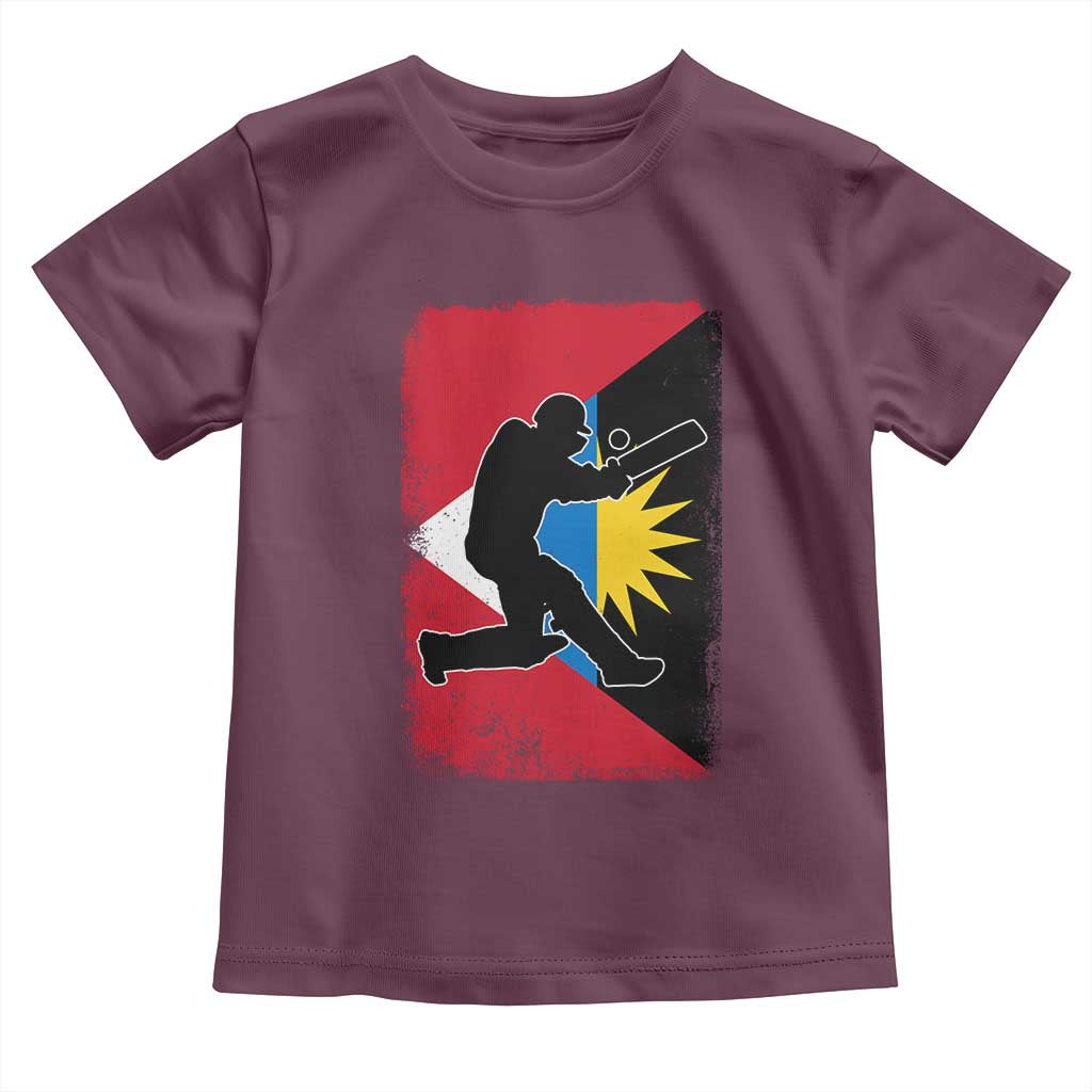 Antigua and Barbuda Cricket Toddler T Shirt Retro Vintage Sport Antiguan Flag West Indies Cricket Fan TS10 Maroon Print Your Wear