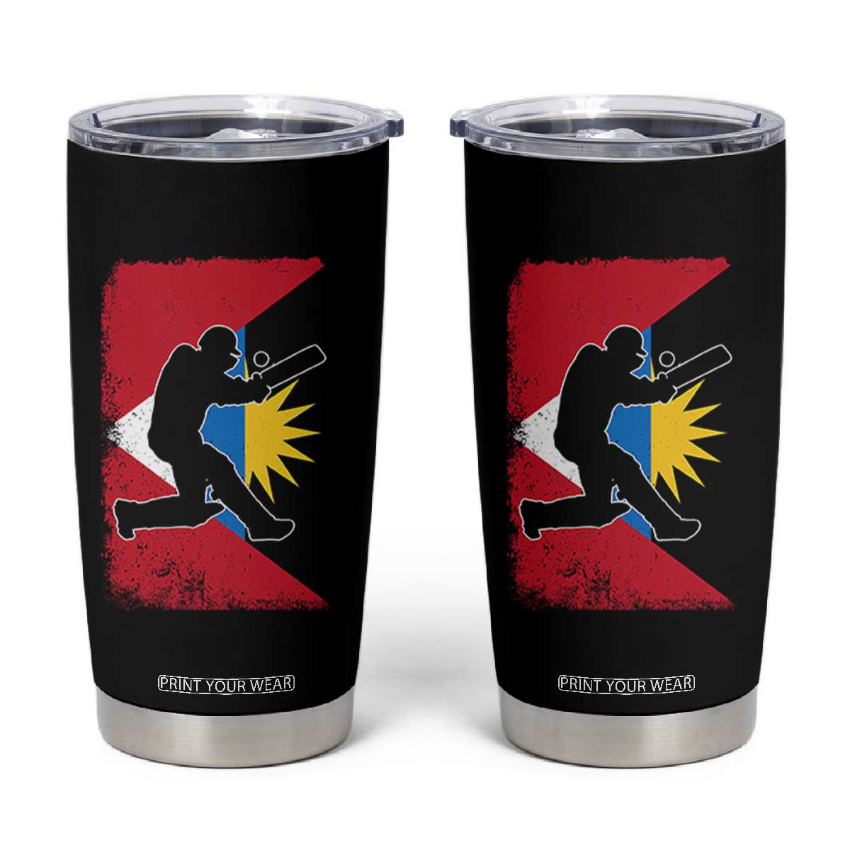 Antigua and Barbuda Cricket Tumbler Cup Retro Vintage Sport Antiguan Flag West Indies Cricket Fan TS10 Black Print Your Wear