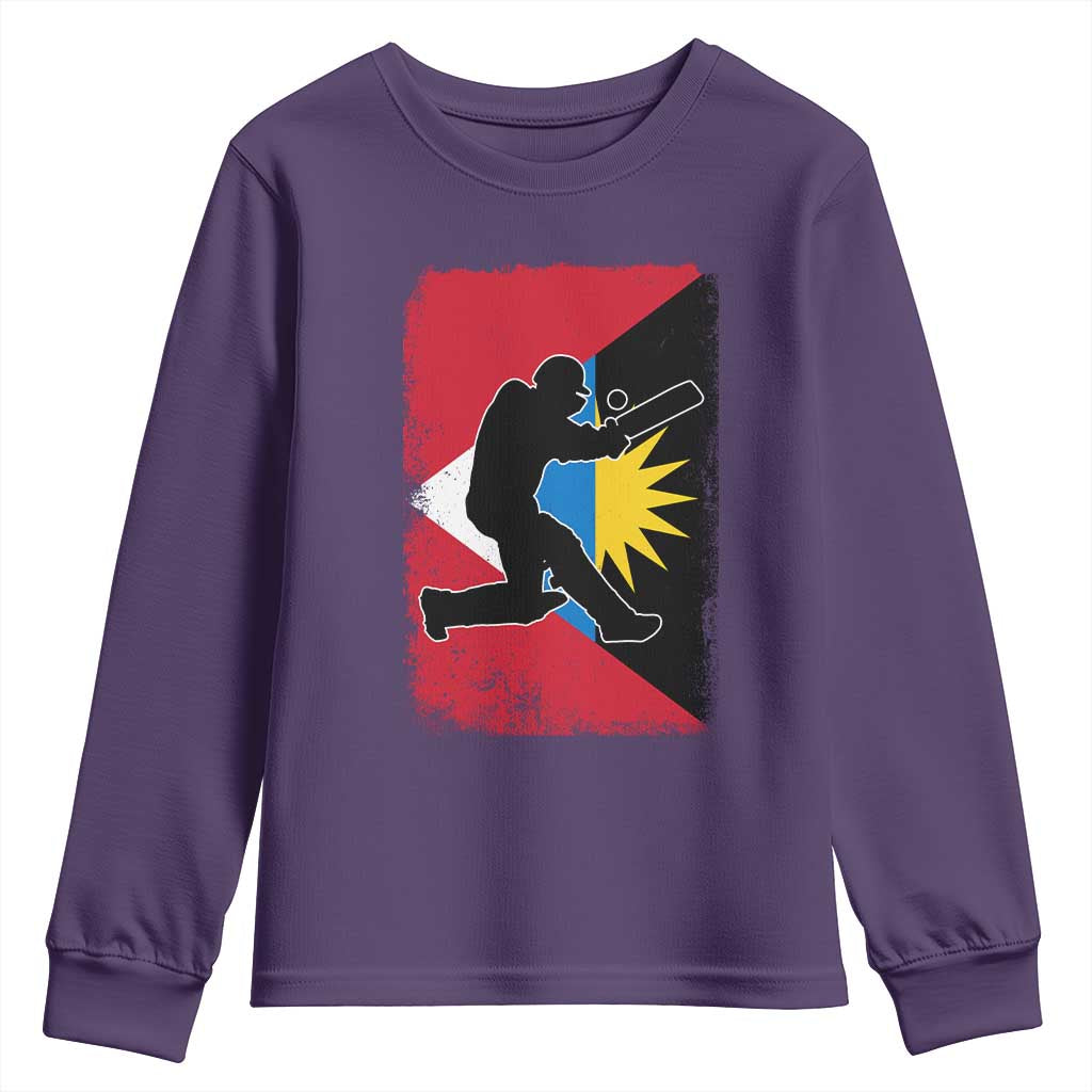Antigua and Barbuda Cricket Youth Sweatshirt Retro Vintage Sport Antiguan Flag West Indies Cricket Fan TS10 Purple Print Your Wear
