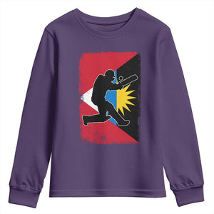 Antigua and Barbuda Cricket Youth Sweatshirt Retro Vintage Sport Antiguan Flag West Indies Cricket Fan TS10 Purple Print Your Wear