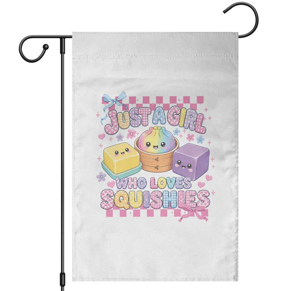 Just A Girl Who Loves Squishies Garden Flag Cute Kawaii Dumpling Graphic Coquette Bow Girls TS10 White Print Your Wear