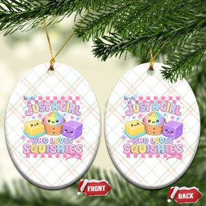 Just A Girl Who Loves Squishies Ceramic Ornament Cute Kawaii Dumpling Graphic Coquette Bow Girls