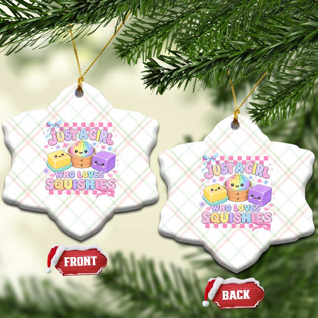Just A Girl Who Loves Squishies Ceramic Ornament Cute Kawaii Dumpling Graphic Coquette Bow Girls