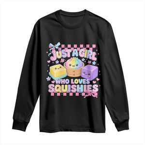 Just A Girl Who Loves Squishies Long Sleeve Shirt Cute Kawaii Dumpling Graphic Coquette Bow Girls