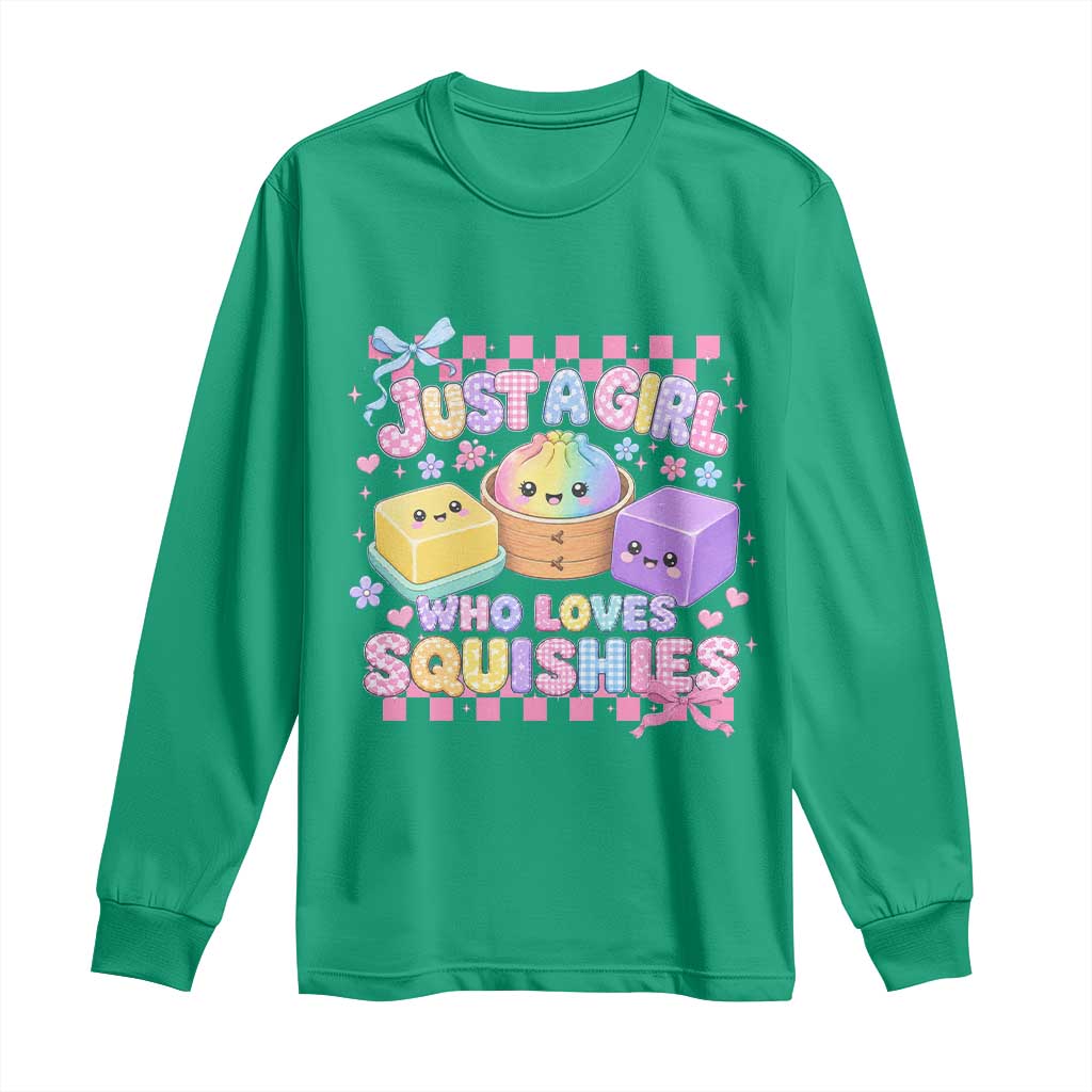 Just A Girl Who Loves Squishies Long Sleeve Shirt Cute Kawaii Dumpling Graphic Coquette Bow Girls