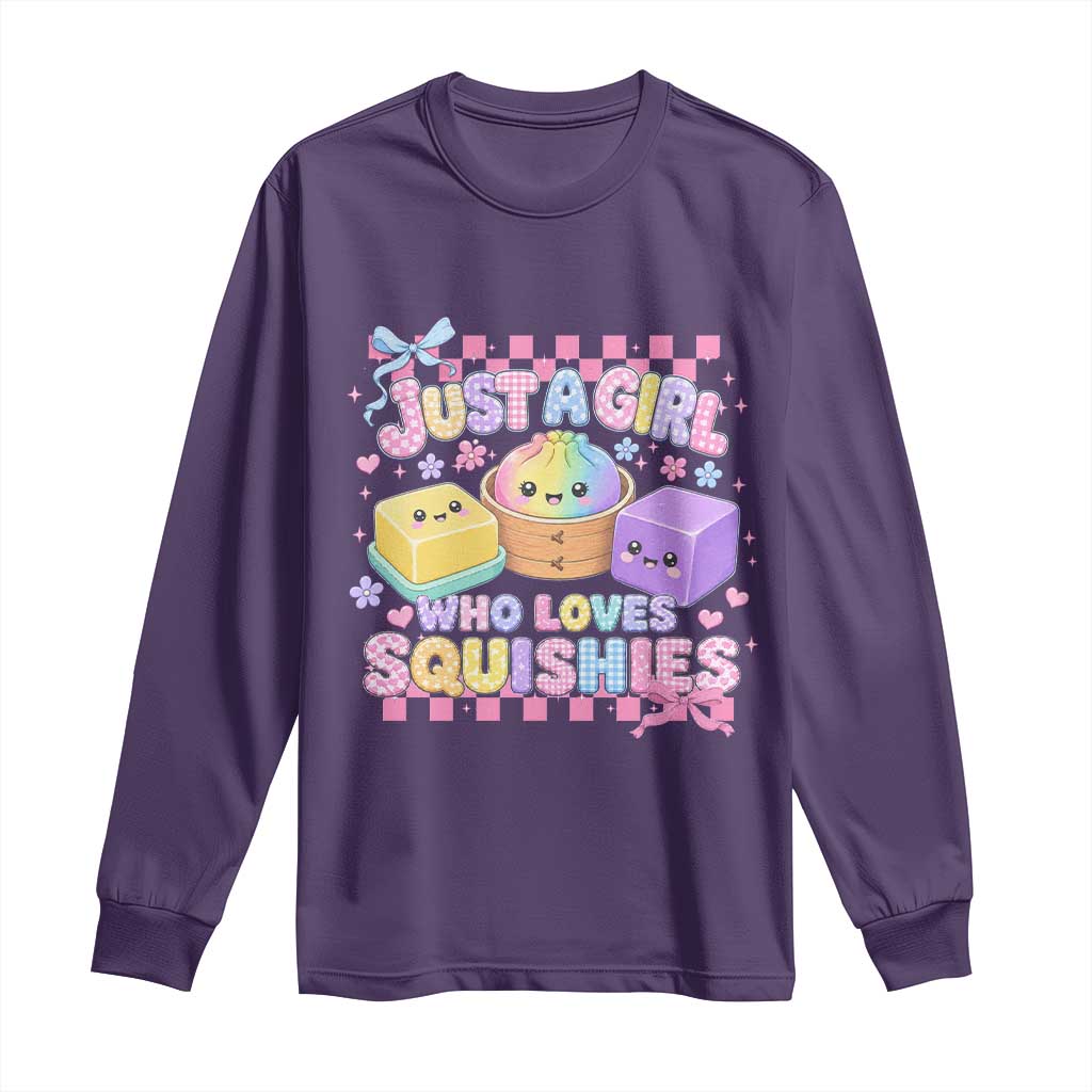 Just A Girl Who Loves Squishies Long Sleeve Shirt Cute Kawaii Dumpling Graphic Coquette Bow Girls