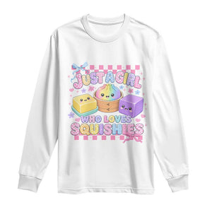Just A Girl Who Loves Squishies Long Sleeve Shirt Cute Kawaii Dumpling Graphic Coquette Bow Girls