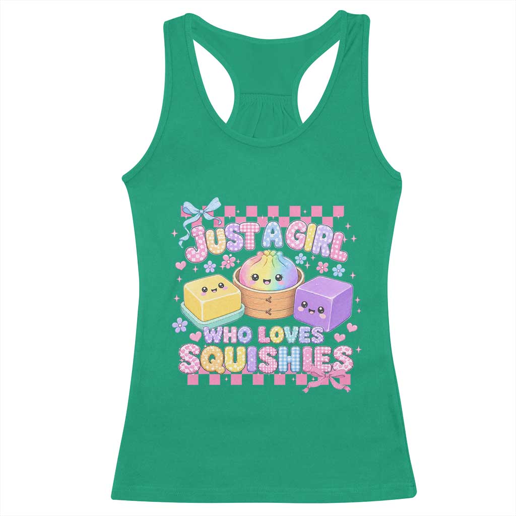 Just A Girl Who Loves Squishies Racerback Tank Top Cute Kawaii Dumpling Graphic Coquette Bow Girls