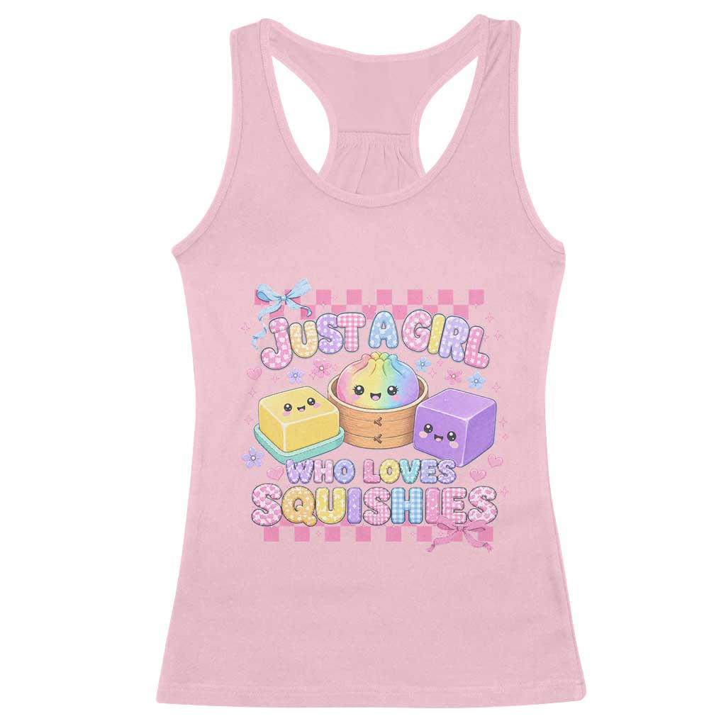 Just A Girl Who Loves Squishies Racerback Tank Top Cute Kawaii Dumpling Graphic Coquette Bow Girls