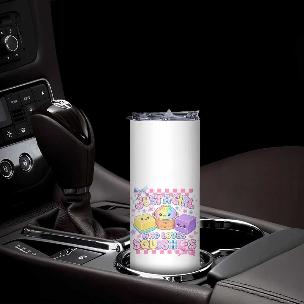 Just A Girl Who Loves Squishies Skinny Tumbler Cute Kawaii Dumpling Graphic Coquette Bow Girls
