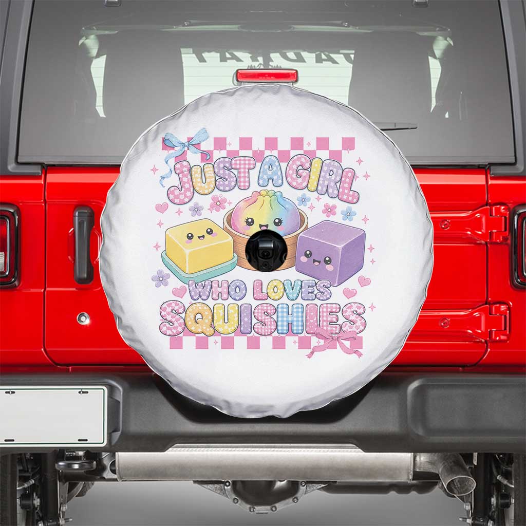 Just A Girl Who Loves Squishies Spare Tire Cover Cute Kawaii Dumpling Graphic Coquette Bow Girls TS10 White Print Your Wear