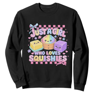 Just A Girl Who Loves Squishies Sweatshirt Cute Kawaii Dumpling Graphic Coquette Bow Girls