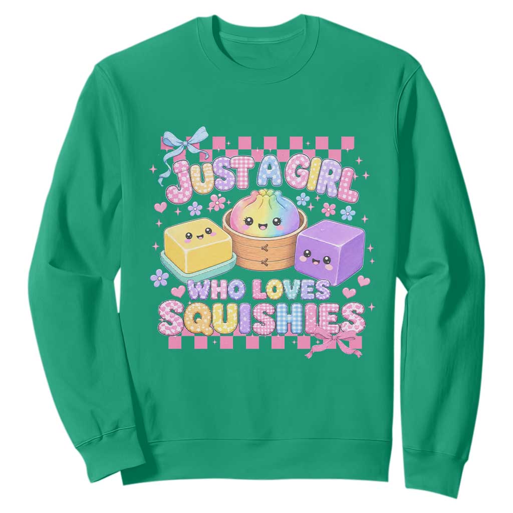 Just A Girl Who Loves Squishies Sweatshirt Cute Kawaii Dumpling Graphic Coquette Bow Girls