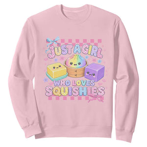Just A Girl Who Loves Squishies Sweatshirt Cute Kawaii Dumpling Graphic Coquette Bow Girls