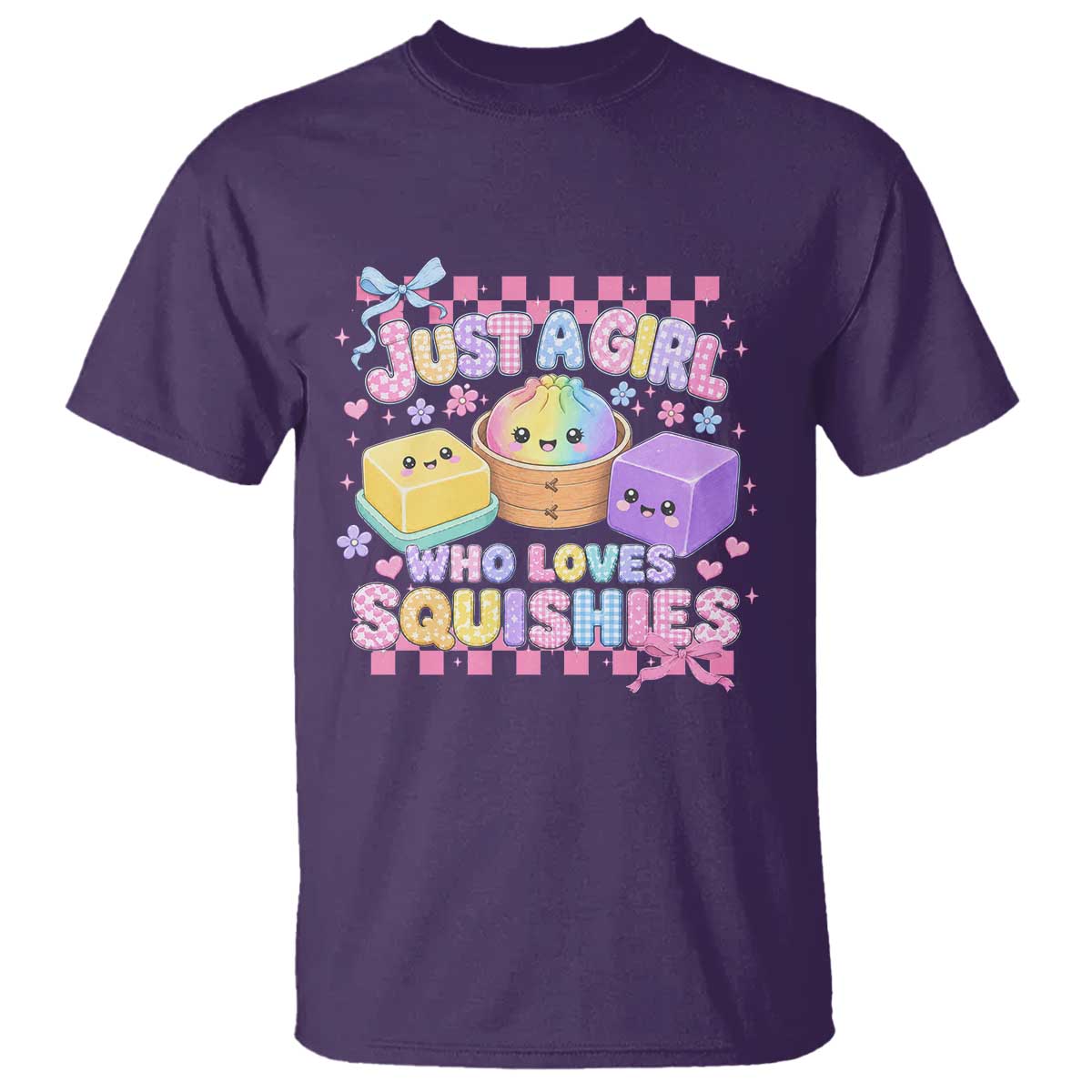 Just A Girl Who Loves Squishies T Shirt Cute Kawaii Dumpling Graphic Coquette Bow Girls