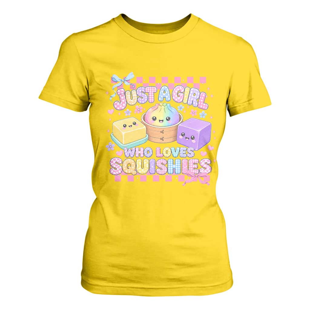 Just A Girl Who Loves Squishies T Shirt For Women Cute Kawaii Dumpling Graphic Coquette Bow Girls