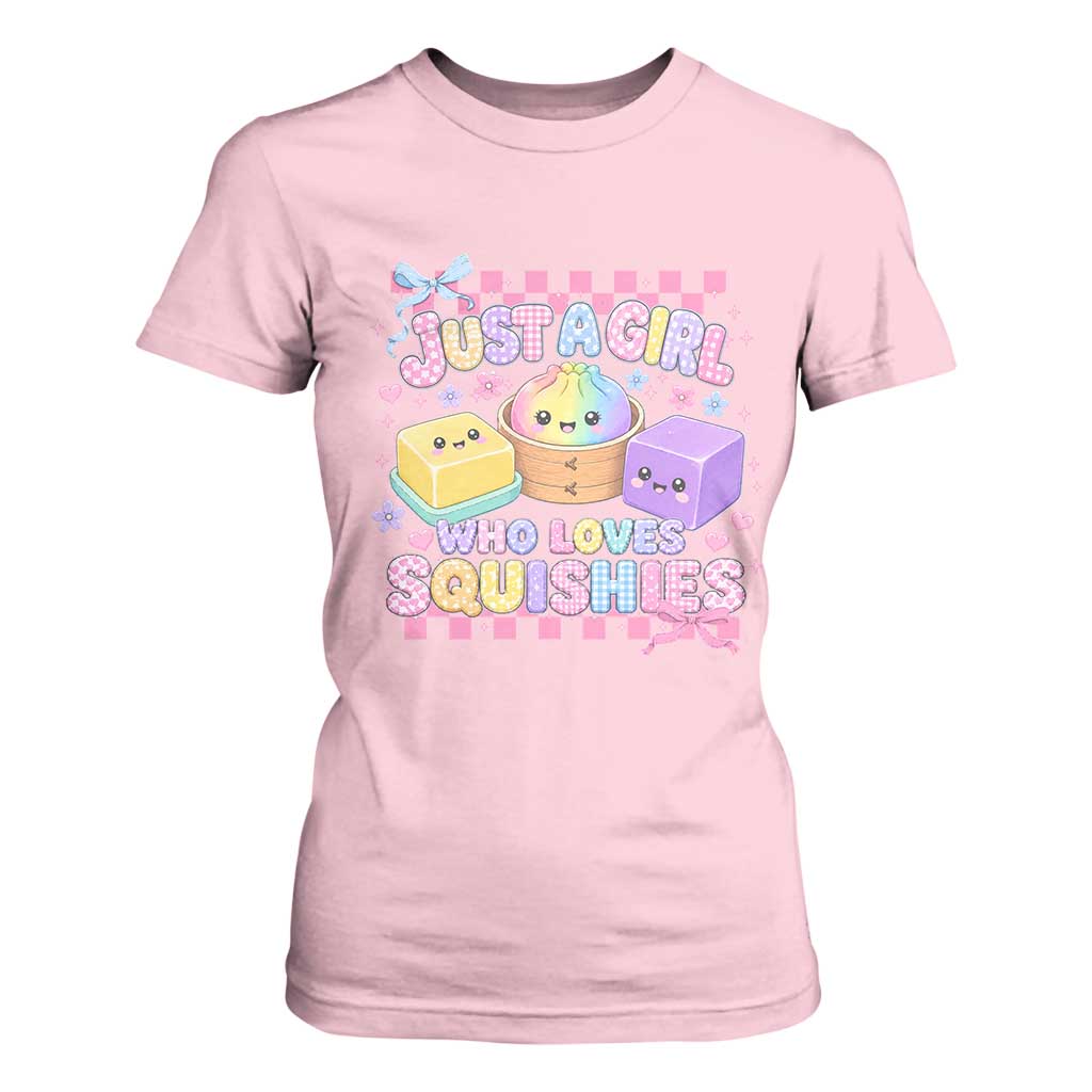 Just A Girl Who Loves Squishies T Shirt For Women Cute Kawaii Dumpling Graphic Coquette Bow Girls