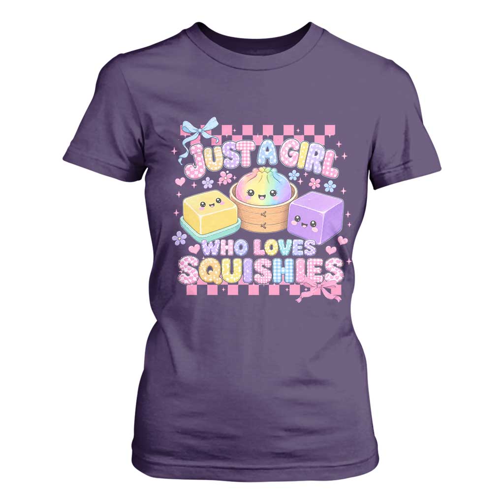 Just A Girl Who Loves Squishies T Shirt For Women Cute Kawaii Dumpling Graphic Coquette Bow Girls