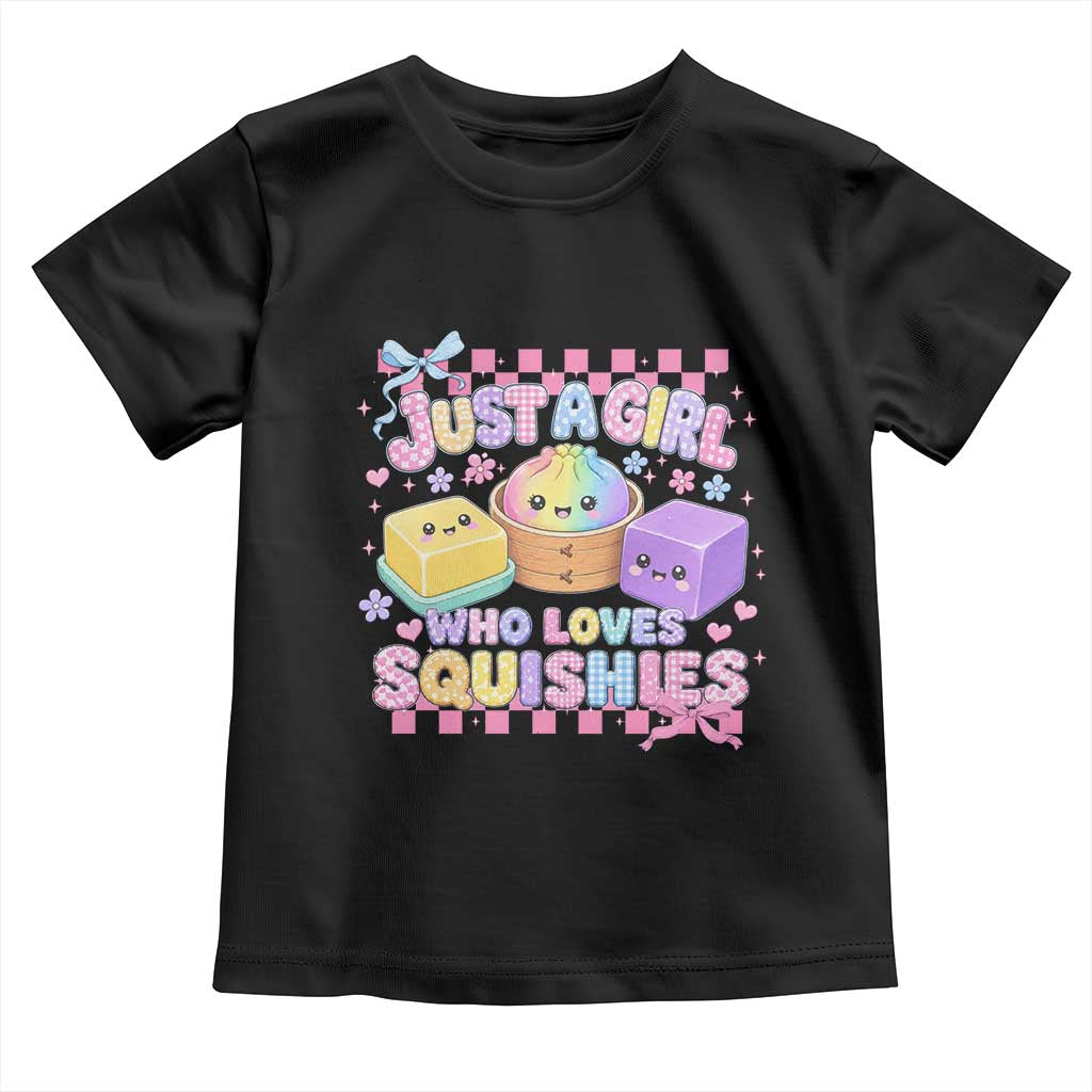 Just A Girl Who Loves Squishies Toddler T Shirt Cute Kawaii Dumpling Graphic Coquette Bow Girls