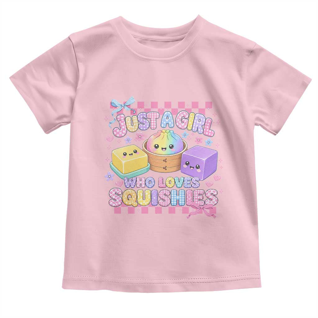 Just A Girl Who Loves Squishies Toddler T Shirt Cute Kawaii Dumpling Graphic Coquette Bow Girls