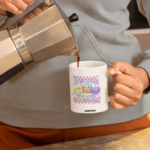 Just A Girl Who Loves Squishies Coffee Mug Cute Kawaii Dumpling Graphic Coquette Bow Girls