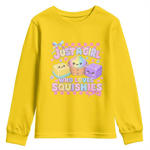 Just A Girl Who Loves Squishies Youth Sweatshirt Cute Kawaii Dumpling Graphic Coquette Bow Girls