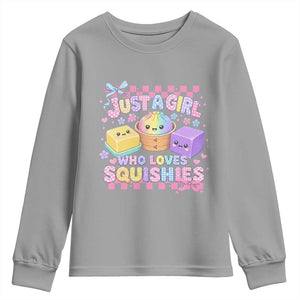 Just A Girl Who Loves Squishies Youth Sweatshirt Cute Kawaii Dumpling Graphic Coquette Bow Girls