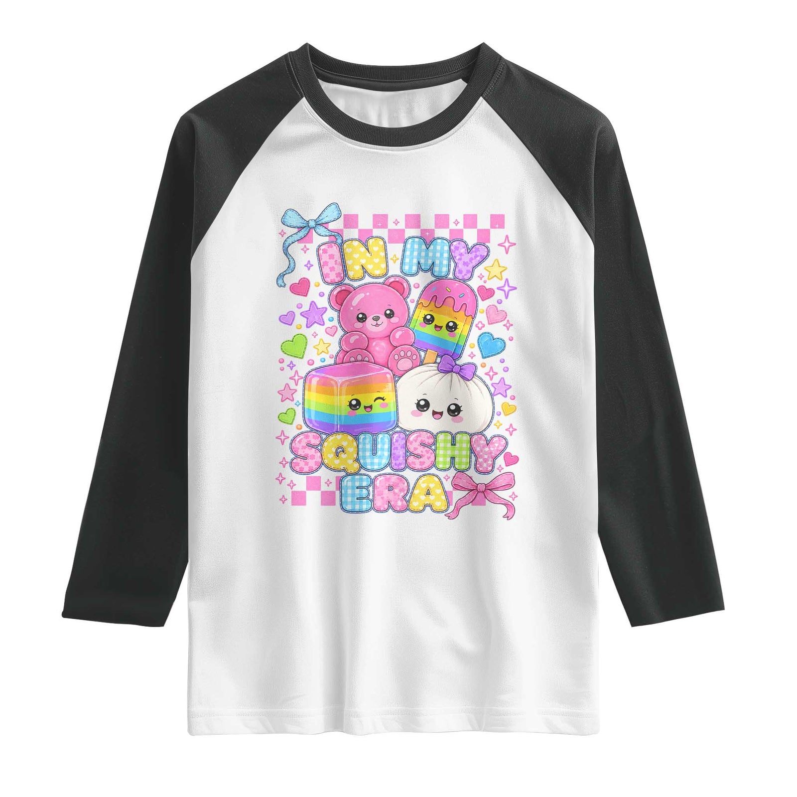 In My Squishy Era Raglan Shirt Cute Kawaii Pastel Dumpling Graphic TS10 White Black Print Your Wear