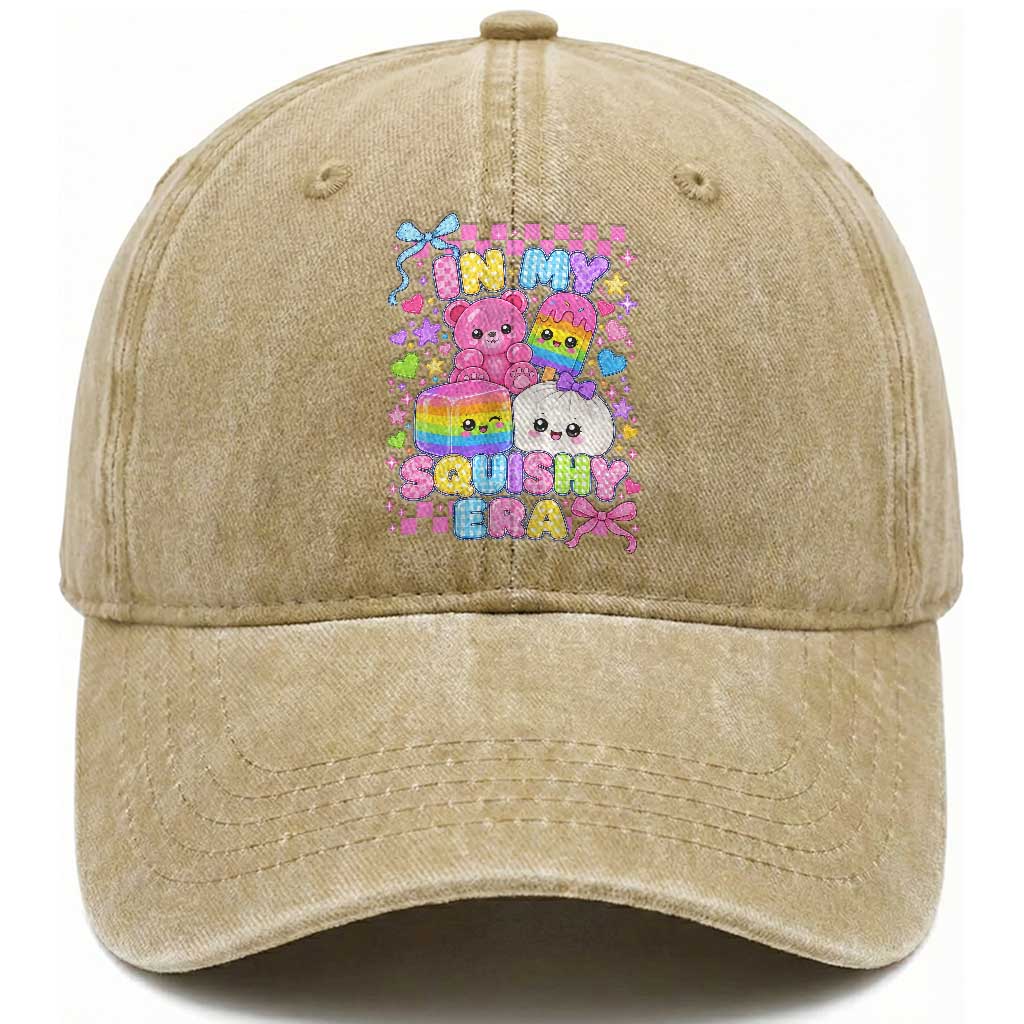 In My Squishy Era Washed Cotton Baseball Cap Cute Kawaii Pastel Dumpling Graphic TS10 Print Your Wear