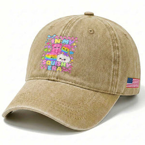 In My Squishy Era Washed Cotton Baseball Cap Cute Kawaii Pastel Dumpling Graphic