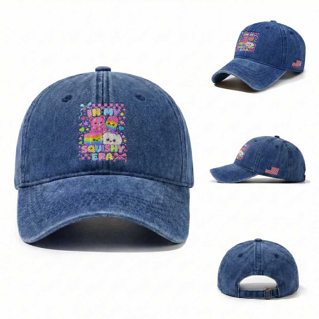 In My Squishy Era Washed Cotton Baseball Cap Cute Kawaii Pastel Dumpling Graphic