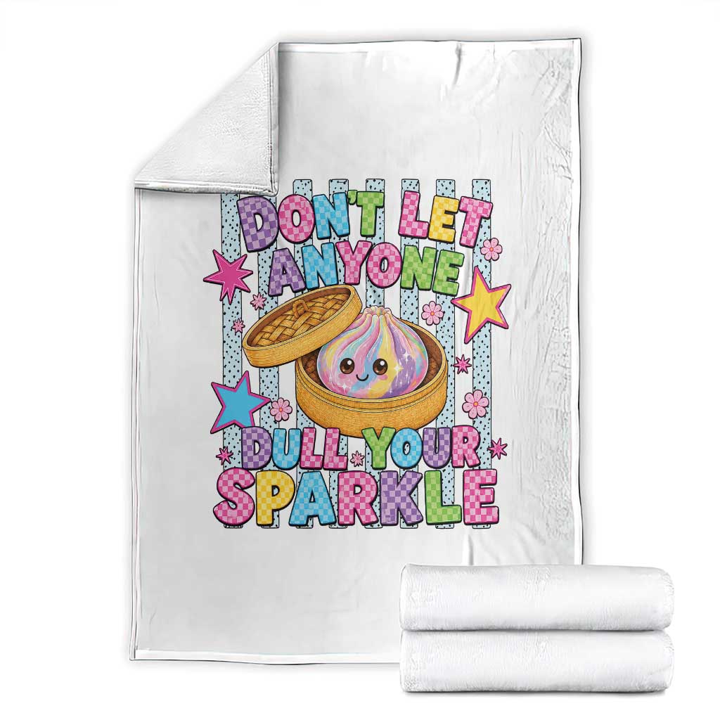 Squishy Lovers Throw Blanket Dont Let Anyone Dull Your Sparkle Cute Rainbow Dumpling Graphic TS10 White Print Your Wear