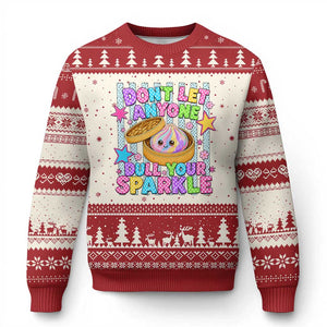 Squishy Lovers Ugly Christmas Sweater Dont Let Anyone Dull Your Sparkle Cute Rainbow Dumpling Graphic