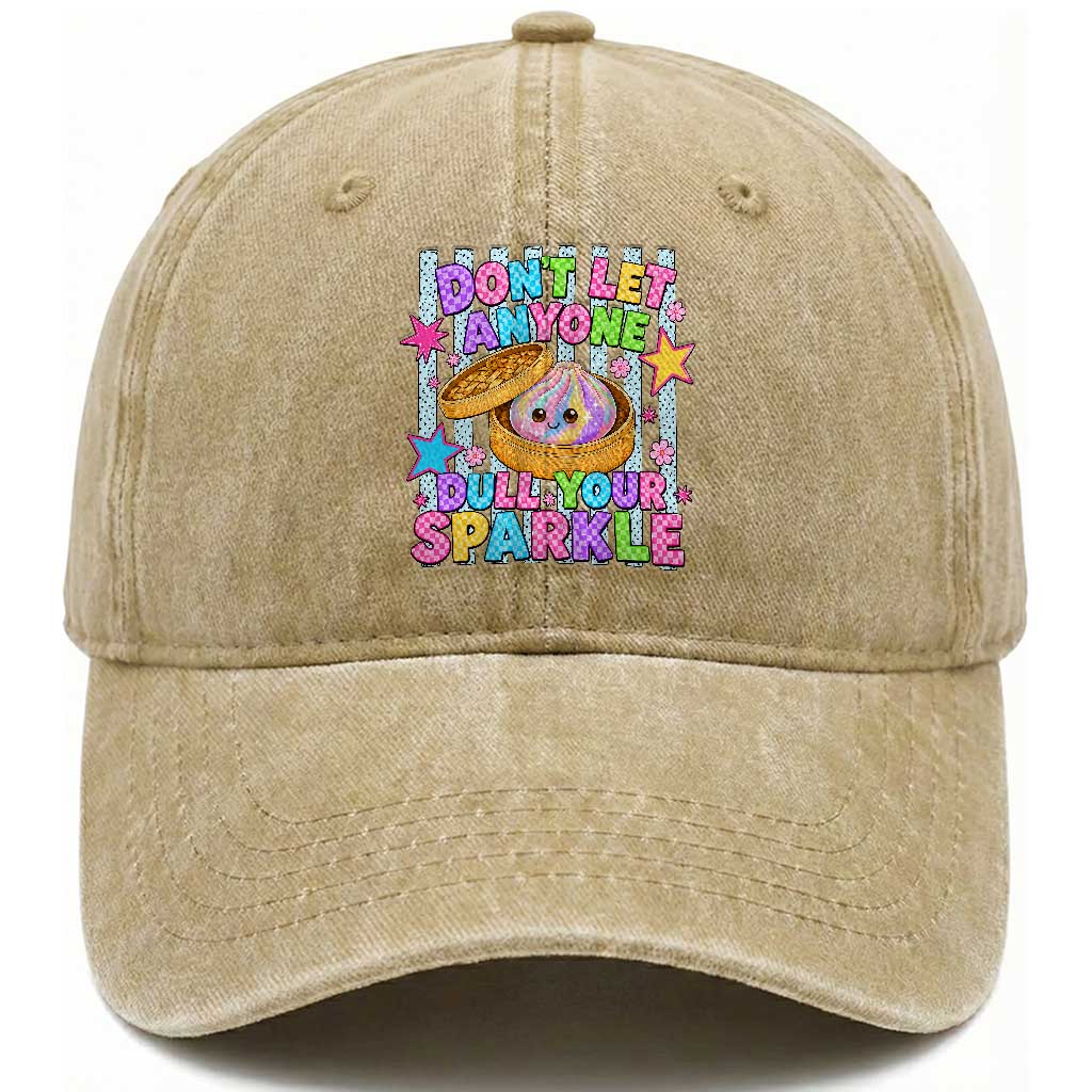 Squishy Lovers Washed Cotton Baseball Cap Dont Let Anyone Dull Your Sparkle Cute Rainbow Dumpling Graphic TS10 Print Your Wear