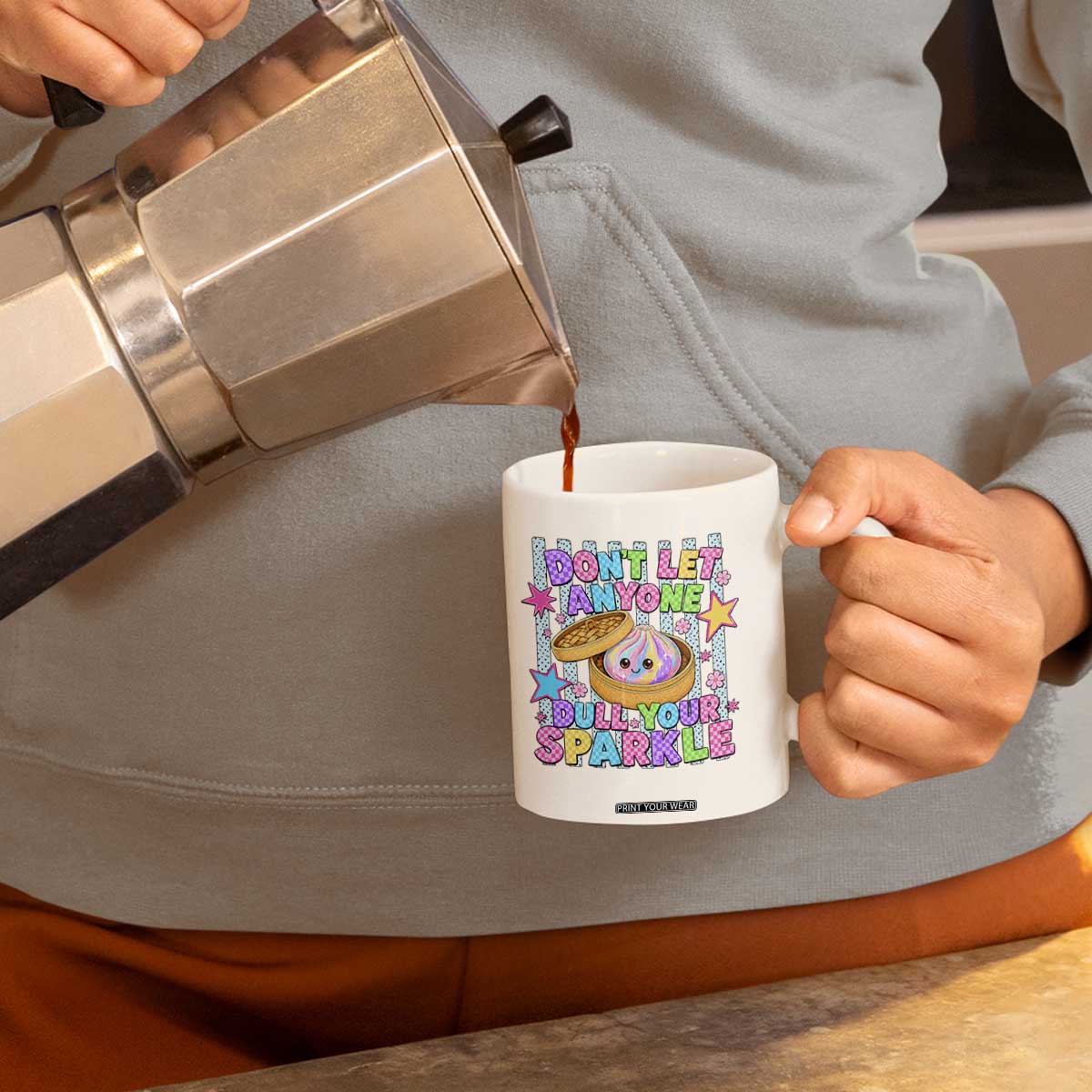 Squishy Lovers Coffee Mug Dont Let Anyone Dull Your Sparkle Cute Rainbow Dumpling Graphic