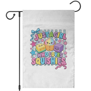 Just A Girl Who Loves Squishies Garden Flag Cute Butter Dumpling Graphic Coquette Bow Girls
