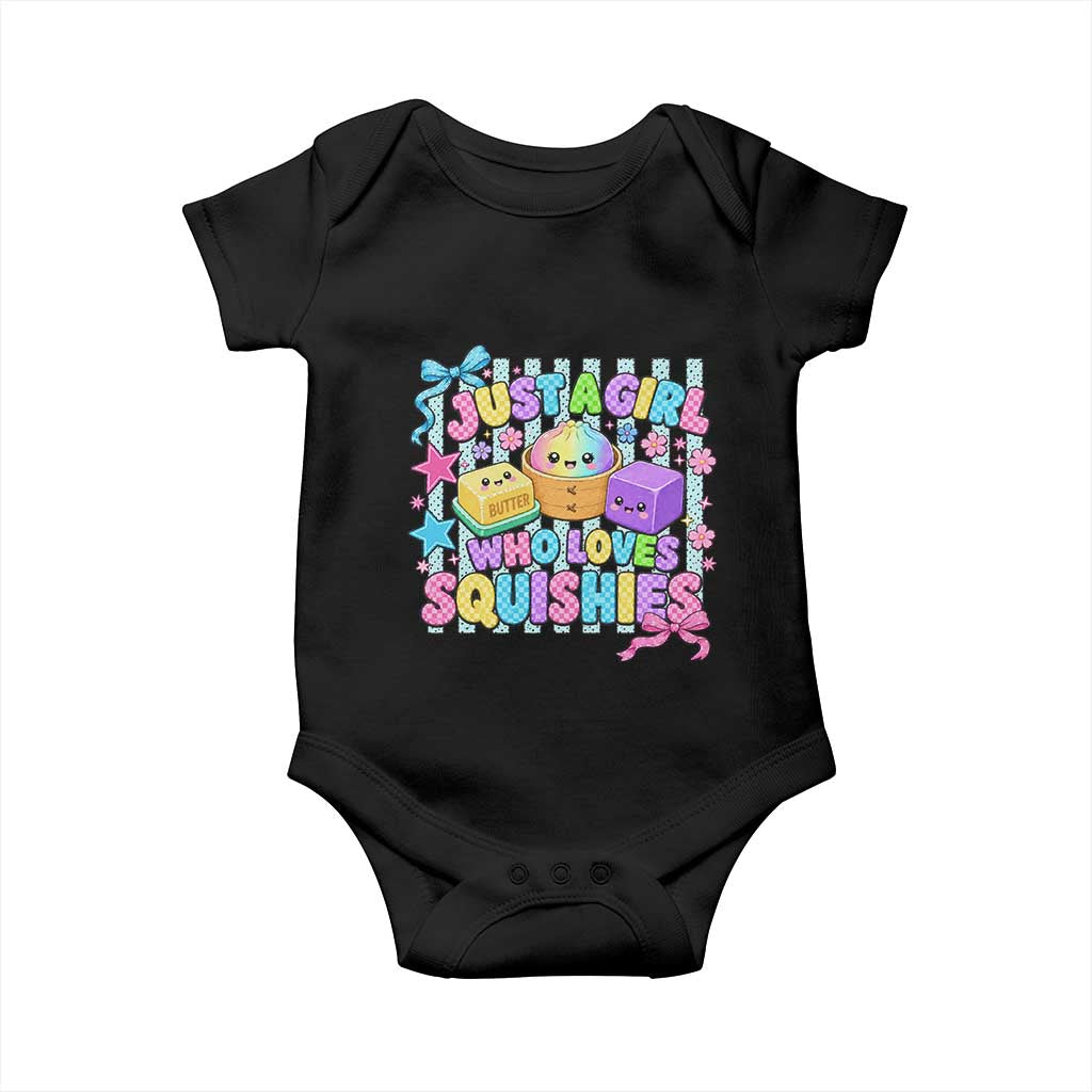 Just A Girl Who Loves Squishies Baby Onesie Cute Butter Dumpling Graphic Coquette Bow Girls