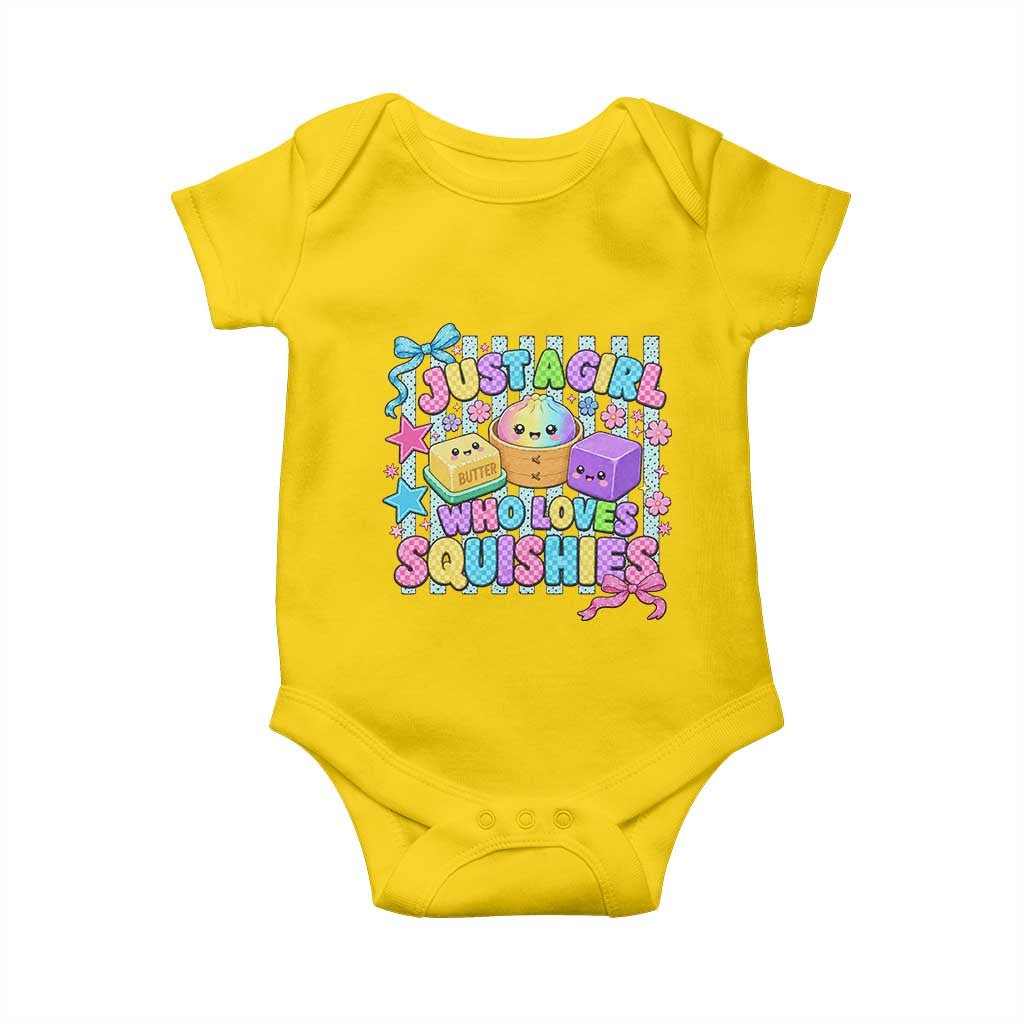 Just A Girl Who Loves Squishies Baby Onesie Cute Butter Dumpling Graphic Coquette Bow Girls