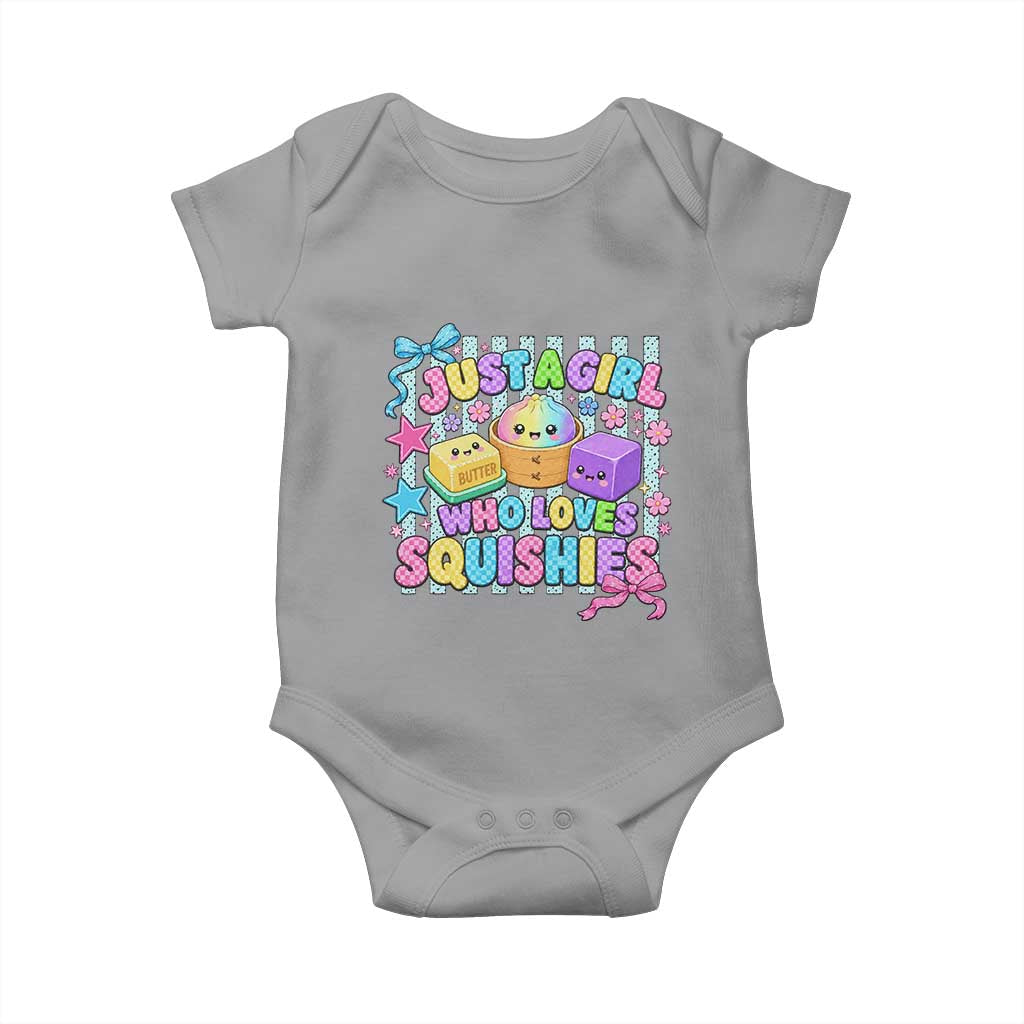 Just A Girl Who Loves Squishies Baby Onesie Cute Butter Dumpling Graphic Coquette Bow Girls