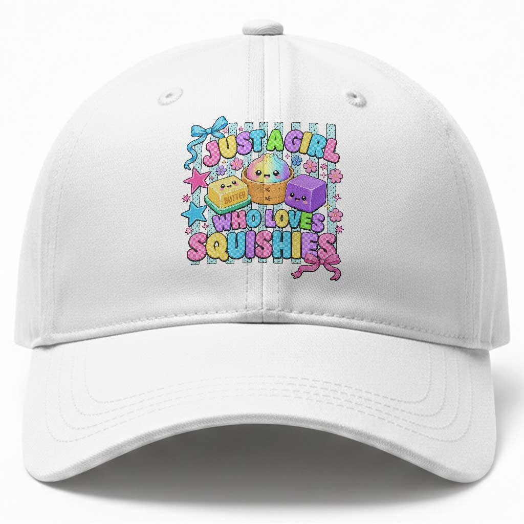 Just A Girl Who Loves Squishies Baseball Cap Cute Butter Dumpling Graphic Coquette Bow Girls TS10 Print Your Wear