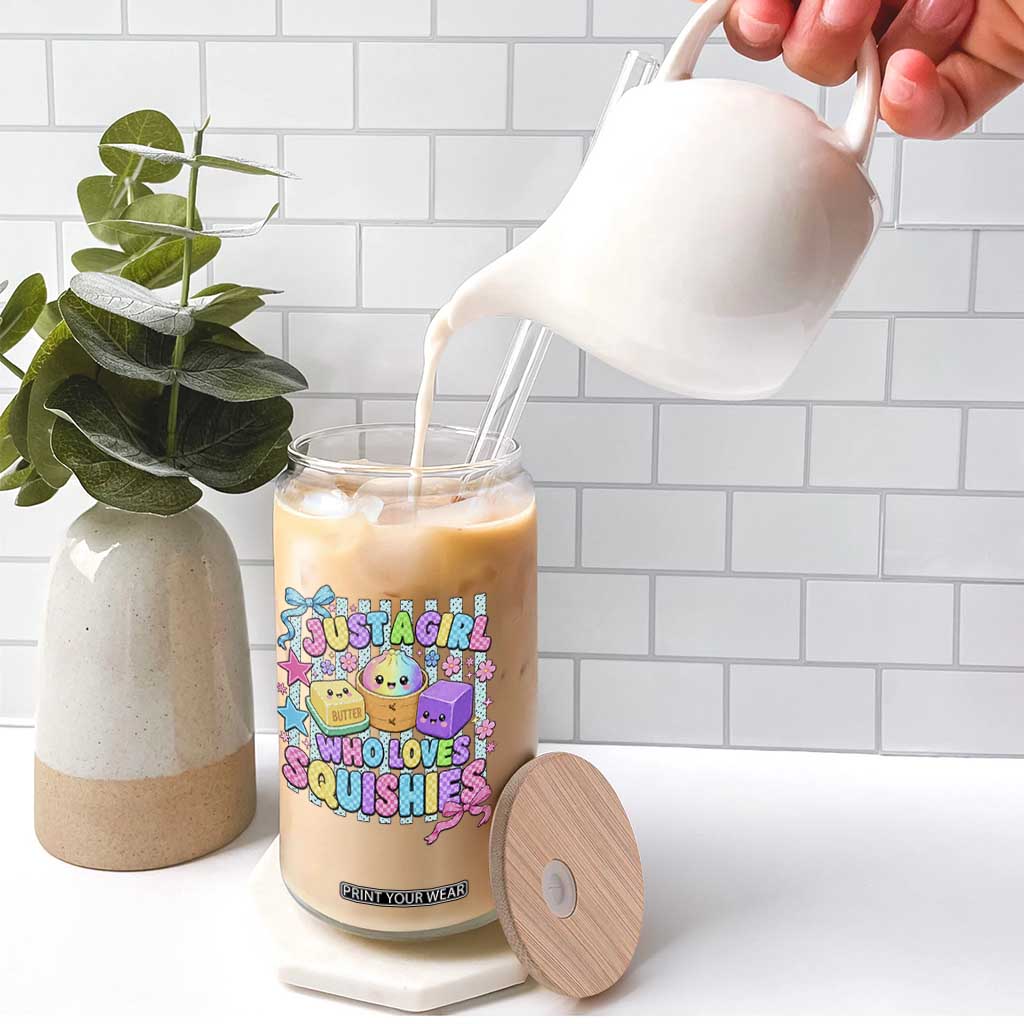 Just A Girl Who Loves Squishies Glass Can Cute Butter Dumpling Graphic Coquette Bow Girls